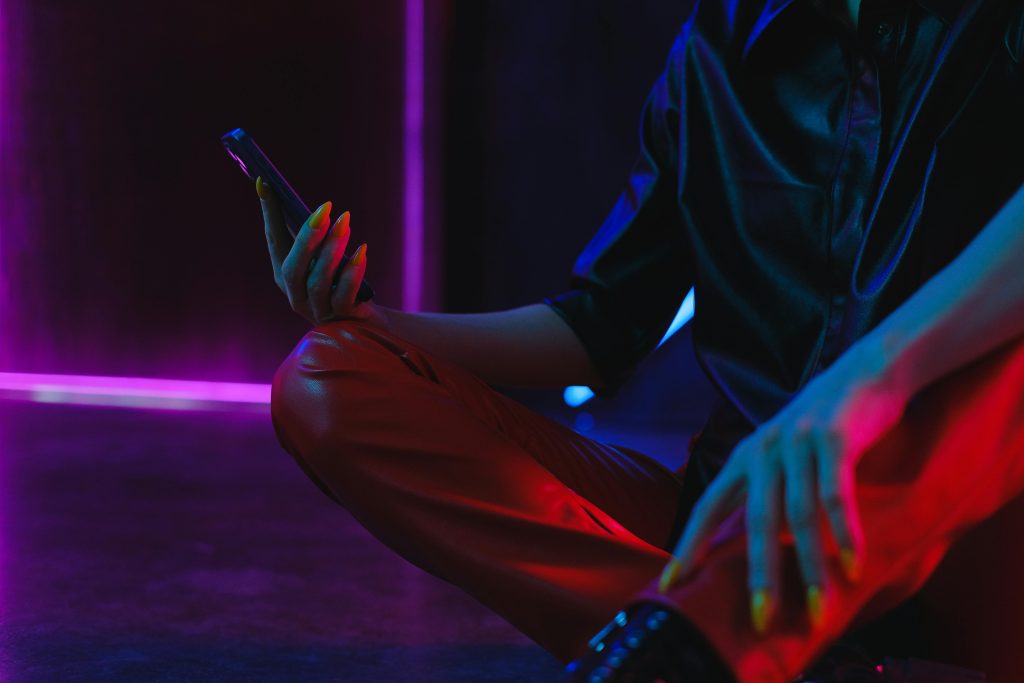 holding phone